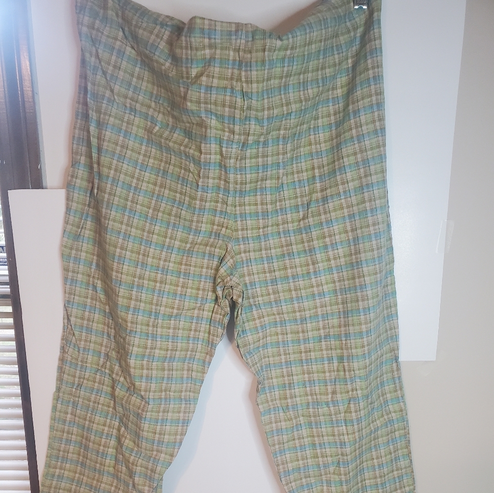 New Baby Style Womens crop Maternity Pants XL 25 in Inseam quality. Plaid